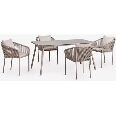 SKLUM Set Da Tavolo Rettangolare 160x90 Cm E 4 Sedie Da Pranzo In Corda Intrecciata Arhiza Classic SKLUM Set Da Tavolo Rettangolare 160x90 Cm E 4 Sedie Da Pranzo In Corda Intrecciata Arhiza Classic