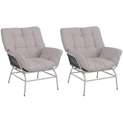 DÉCOSHOP26 Set Di 2 Sedie A Sdraio Per Patio Giardino Balcone In Polyrattan Intrecciato E Metallo Grigio Chiaro Cuscini Spessi Beige 040008700 DÉCOSHOP26 Set Di 2 Sedie A Sdraio Per Patio Giardino Balcone In Polyrattan Intrecciato E Metallo Grigio Chiaro Cuscini Spessi Beige 040008700