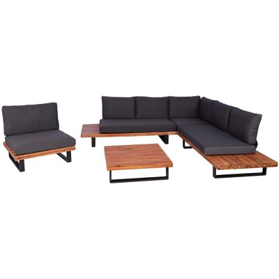 DÉCOSHOP26 Set Di Mobili Da Giardino Con Poltrona Set Lounge In Alluminio E Legno Di Acacia Marrone Con Cuscini Grigio Scuro 040010293 DÉCOSHOP26 Set Di Mobili Da Giardino Con Poltrona Set Lounge In Alluminio E Legno Di Acacia Marrone Con Cuscini Grigio Scuro 040010293