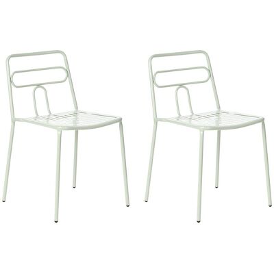 BELIANI Set Di 2 Sedie Da Giardino In Metallo Acciaio Impilabili Per Esterni Patio Verde Agerola BELIANI Set Di 2 Sedie Da Giardino In Metallo Acciaio Impilabili Per Esterni Patio Verde Agerola