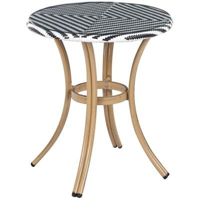BELIANI Tavolino Da Giardino In Rattan E Piano In Vetro Bianco E Nero Rifreddo BELIANI Tavolino Da Giardino In Rattan E Piano In Vetro Bianco E Nero Rifreddo