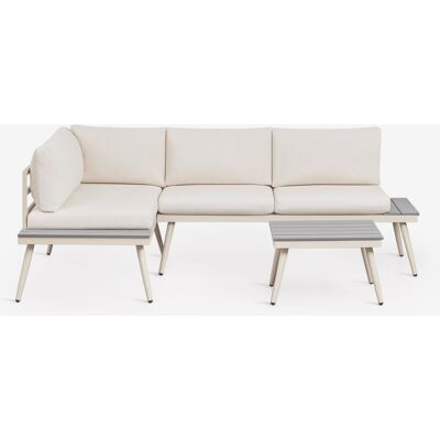 SKLUM Set Da Giardino Con Divano Angolare 4 Posti E Tavolino In Alluminio E Legno Nadi SKLUM Set Da Giardino Con Divano Angolare 4 Posti E Tavolino In Alluminio E Legno Nadi