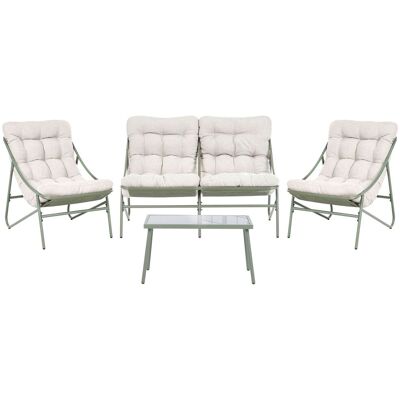 BELIANI Set Da Giardino Per Esterni A 4 Posti Divano A 2 Posti Con Sedie E Tavolo Verde E Beige Molveno BELIANI Set Da Giardino Per Esterni A 4 Posti Divano A 2 Posti Con Sedie E Tavolo Verde E Beige Molveno