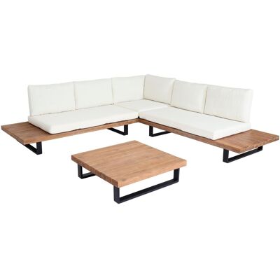 DÉCOSHOP26 Set Da Giardino A 5 Posti 255x255 Cm In Alluminio E Legno Di Acacia Con Cuscini Color Crema 040010286 DÉCOSHOP26 Set Da Giardino A 5 Posti 255x255 Cm In Alluminio E Legno Di Acacia Con Cuscini Color Crema 040010286