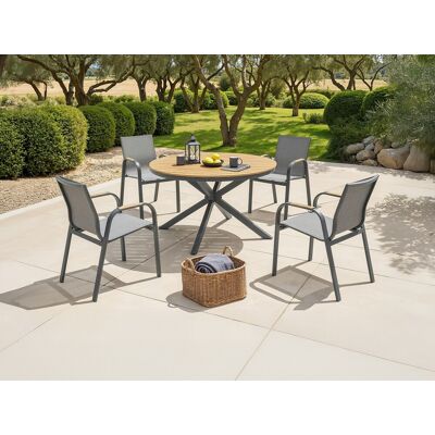 Unique Poltrona Da Giardino Impilabile In Alluminio E Textilene - Antracite - Lotto Di 2 - Zeyva Di Mylia Unique Poltrona Da Giardino Impilabile In Alluminio E Textilene - Antracite - Lotto Di 2 - Zeyva Di Mylia