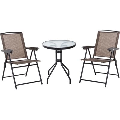 OEM Tavolino Con 2 Sedie Set Mobili 3pz Pieghevole Regolabile Esterno Textilene Marrone OEM Tavolino Con 2 Sedie Set Mobili 3pz Pieghevole Regolabile Esterno Textilene Marrone