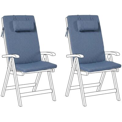 BELIANI Set Di 2 Cuscini Per Sedute E Schienali Da Esterno Con Poggiatesta, Resistenti Ai Raggi Uv E All'acqua Blu Java/amantea BELIANI Set Di 2 Cuscini Per Sedute E Schienali Da Esterno Con Poggiatesta, Resistenti Ai Raggi Uv E All'acqua Blu Java/amantea