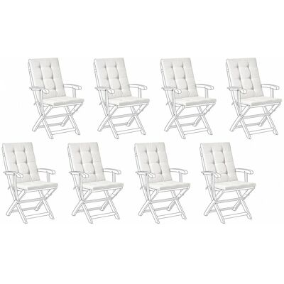 BELIANI Set Di 8 Cuscini Per Sedute E Schienale Da Esterno Con Lacci Bianco Maui Premium BELIANI Set Di 8 Cuscini Per Sedute E Schienale Da Esterno Con Lacci Bianco Maui Premium