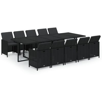 HELLOSHOP26 Set Da Pranzo Da Giardino Mobili Da Esterno Cuscini 11 Pz Poly Rattan Nero 020014417 HELLOSHOP26 Set Da Pranzo Da Giardino Mobili Da Esterno Cuscini 11 Pz Poly Rattan Nero 020014417