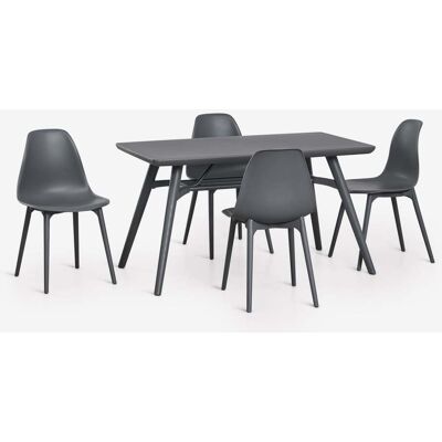 SKLUM Set Da Tavolo Rettangolare 135x80 Cm E 4 Sedie Da Giardino In Polipropilene Scand SKLUM Set Da Tavolo Rettangolare 135x80 Cm E 4 Sedie Da Giardino In Polipropilene Scand