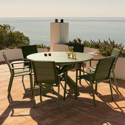 SKLUM Set Da Tavolo 145-200x145 Cm Allungabile Barces E 6 Sedie Da Giardino Impilabili Con Braccioli In Alluminio Karena SKLUM Set Da Tavolo 145-200x145 Cm Allungabile Barces E 6 Sedie Da Giardino Impilabili Con Braccioli In Alluminio Karena