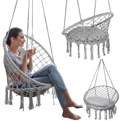 OEM Sedia Sospesa A Nido Di Cicogna, Amaca, Stile Boho, Altalena Con Cuscino, Grigia Kr33sz OEM Sedia Sospesa A Nido Di Cicogna, Amaca, Stile Boho, Altalena Con Cuscino, Grigia Kr33sz