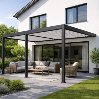 OMBREA Pergola Bioclimatica Motorizzata Ombréa 4x8m Addossata – Antracite E Bianca OMBREA Pergola Bioclimatica Motorizzata Ombréa 4x8m Addossata – Antracite E Bianca