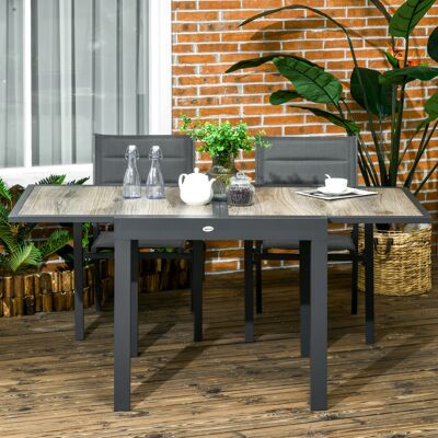 LEMONBEST Tavolo Da Giardino Estensibile In Alluminio Con Finitura Legno, Per Terrazzo O Balcone, Dimensioni 160x80x75 Cm, Colore Beige E Grigio LEMONBEST Tavolo Da Giardino Estensibile In Alluminio Con Finitura Legno, Per Terrazzo O Balcone, Dimensioni 160x80x75 Cm, Colore Beige E Grigio