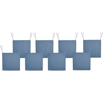 BELIANI Set Di 8 Cuscini Per Sedie Da Giardino In Tessuto Poliestere Blu Sassari BELIANI Set Di 8 Cuscini Per Sedie Da Giardino In Tessuto Poliestere Blu Sassari