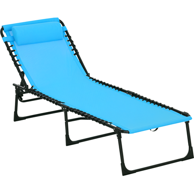 Zone Lettino Prendisole Pieghevole, Rivestimento Traspirante, Struttura In Metallo, 189 X 58 X 30 Cm, Blu. Zone Lettino Prendisole Pieghevole, Rivestimento Traspirante, Struttura In Metallo, 189 X 58 X 30 Cm, Blu.