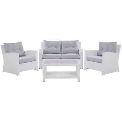 BELIANI Set Da Giardino In Rattan Bianco San Marino BELIANI Set Da Giardino In Rattan Bianco San Marino