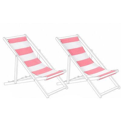 BELIANI Set Di 2 Teli Di Ricambio Per Lettino Da Sole Con Motivo A Righe Rosso Anzio / Avellino BELIANI Set Di 2 Teli Di Ricambio Per Lettino Da Sole Con Motivo A Righe Rosso Anzio / Avellino