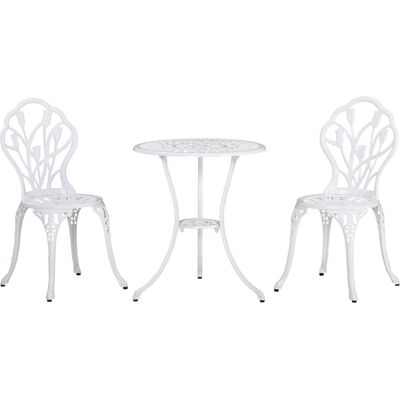 Zone Set Salotto Da Giardino 2 Posti 2 Sedie + Tavolo Rotondo Pressofusione Di Alluminio Imitazione Ferro Battuto Bianco Zone Set Salotto Da Giardino 2 Posti 2 Sedie + Tavolo Rotondo Pressofusione Di Alluminio Imitazione Ferro Battuto Bianco