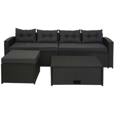 DÉCOSHOP26 Set Di Mobili Da Giardino In Polyrattan Nero Set Lounge Per Balcone O Terrazzo Divano Con Contenitore E Cuscini Grigio Scuro 040004205 DÉCOSHOP26 Set Di Mobili Da Giardino In Polyrattan Nero Set Lounge Per Balcone O Terrazzo Divano Con Contenitore E Cuscini Grigio Scuro 040004205