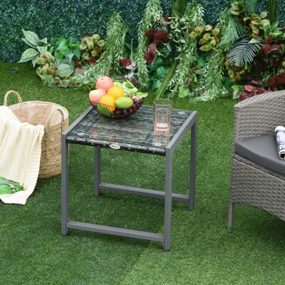LEMONBEST Tavolino Da Giardino In Alluminio E Polirattan Con Piano In Vetro Temperato, Resistente Alle Intemperie Per Balcone Terrazza, Design Moderno LEMONBEST Tavolino Da Giardino In Alluminio E Polirattan Con Piano In Vetro Temperato, Resistente Alle Intemperie Per Balcone Terrazza, Design Moderno