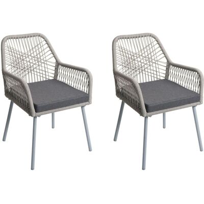 DÉCOSHOP26 Set Di 2 Sedie Da Giardino Con Un Motivo Grafico Leggero E Arioso Realizzate In Alluminio Grigio Con Corda Intrecciata E Cuscini Grigio Scuro Inclusi 040009691 DÉCOSHOP26 Set Di 2 Sedie Da Giardino Con Un Motivo Grafico Leggero E Arioso Realizzate In Alluminio Grigio Con Corda Intrecciata E Cuscini Grigio Scuro Inclusi 040009691