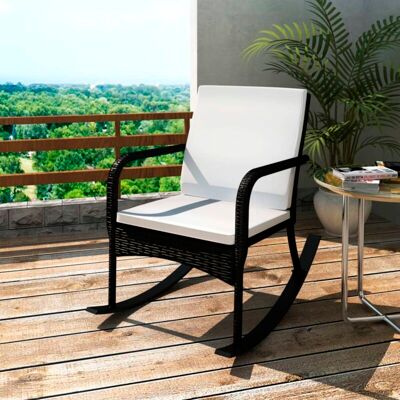 VIDAXL Sedia A Dondolo Da Giardino Nera In Polyrattan VIDAXL Sedia A Dondolo Da Giardino Nera In Polyrattan