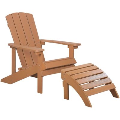 BELIANI - Moderna Sedia Per Esterno Da Giardino In Pvc Con Poggiapiedi Teak Adirondack BELIANI - Moderna Sedia Per Esterno Da Giardino In Pvc Con Poggiapiedi Teak Adirondack