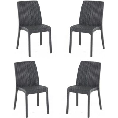 BICA - Sedia In Polipropilene Rattan Per Esterno Virginia Antracite Set 4 Pezzi BICA - Sedia In Polipropilene Rattan Per Esterno Virginia Antracite Set 4 Pezzi