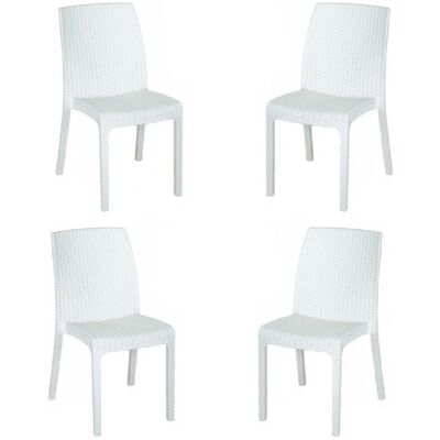 BICA - Sedia In Polipropilene Rattan Per Esterno Virginia Bianco Set 4 Pezzi BICA - Sedia In Polipropilene Rattan Per Esterno Virginia Bianco Set 4 Pezzi