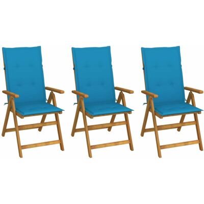 VIDAXL - Sedie Da Giardino Pieghevoli 3 Pz Con Cuscini Acacia Massello VIDAXL - Sedie Da Giardino Pieghevoli 3 Pz Con Cuscini Acacia Massello