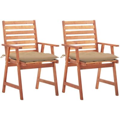 VIDAXL - Sedie Da Pranzo Da Esterni Con Cuscini 2 Pz Massello Di Acacia VIDAXL - Sedie Da Pranzo Da Esterni Con Cuscini 2 Pz Massello Di Acacia