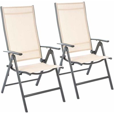 BAKAJI Set 2 Sedie Campeggio Sedia Pieghevole Giardino Reclinabile 5 Posizioni Beige BAKAJI Set 2 Sedie Campeggio Sedia Pieghevole Giardino Reclinabile 5 Posizioni Beige