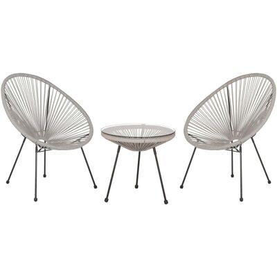 BELIANI - Set Da Esterno Tavolino E 2 Sedie Grigio Chiaro Rattan Sintetico Moderno Acapulco BELIANI - Set Da Esterno Tavolino E 2 Sedie Grigio Chiaro Rattan Sintetico Moderno Acapulco