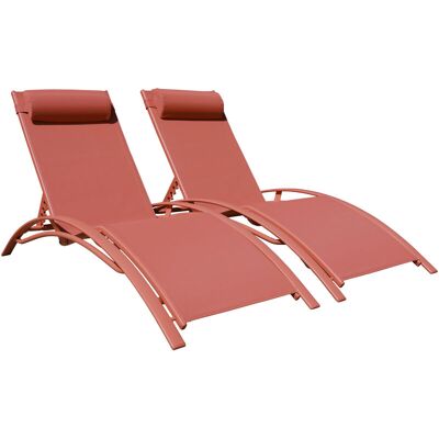 HAPPY GARDEN - Set Di 2 Sedie A Sdraio Galapagos In Textilene Terracotta - Alluminio Terracotta HAPPY GARDEN - Set Di 2 Sedie A Sdraio Galapagos In Textilene Terracotta - Alluminio Terracotta