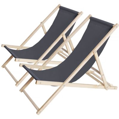 HABITAT ET JARDIN Set Di 2 Sedie A Sdraio In Legno "chilean" - 107 X 56.5 X 81 Cm - Grigio HABITAT ET JARDIN Set Di 2 Sedie A Sdraio In Legno "chilean" - 107 X 56.5 X 81 Cm - Grigio