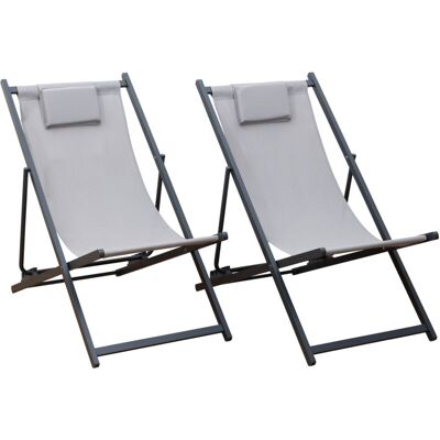 HAPPY GARDEN - Set Di 2 Poltrone Reclinabili Cyprus - Struttura In Textilene Grigio/carbone HAPPY GARDEN - Set Di 2 Poltrone Reclinabili Cyprus - Struttura In Textilene Grigio/carbone