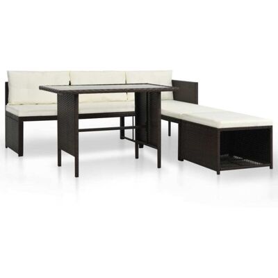VIDAXL Set Divani Da Giardino 4 Pz In Polyrattan Marrone - VIDAXL Set Divani Da Giardino 4 Pz In Polyrattan Marrone -