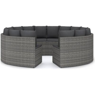 VIDAXL Set Divani Da Giardino 8 Pz Con Cuscini In Polyrattan Grigio VIDAXL Set Divani Da Giardino 8 Pz Con Cuscini In Polyrattan Grigio
