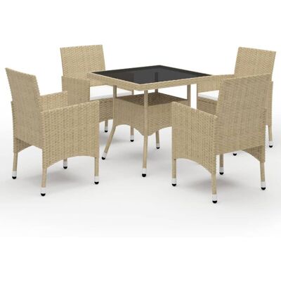 VIDAXL - Set Da Pranzo Da Giardino 5 Pz In Polyrattan E Vetro Beige VIDAXL - Set Da Pranzo Da Giardino 5 Pz In Polyrattan E Vetro Beige