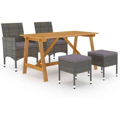 VIDAXL Set Mobili Da Pranzo Per Giardino 5 Pz Grigio VIDAXL Set Mobili Da Pranzo Per Giardino 5 Pz Grigio