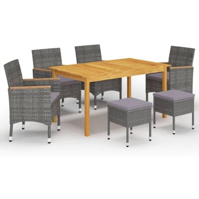 VIDAXL Set Da Pranzo Da Giardino 7 Pz Grigio - VIDAXL Set Da Pranzo Da Giardino 7 Pz Grigio -