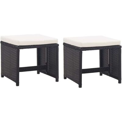 VIDAXL Sgabelli Da Giardino 2 Pz Con Cuscini In Polyrattan Nero VIDAXL Sgabelli Da Giardino 2 Pz Con Cuscini In Polyrattan Nero