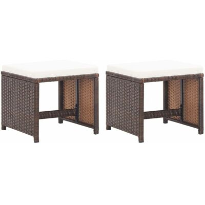 VIDAXL Sgabelli Da Giardino 2 Pz Con Cuscini In Polyrattan Marrone - VIDAXL Sgabelli Da Giardino 2 Pz Con Cuscini In Polyrattan Marrone -
