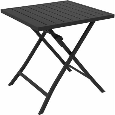 DEFIBRICO - Tavolo Quadrato 70x70 Cm Chiudibile Da Esterno Giardino Con Struttura In Alluminio E Piano Effetto Doghe Oriental - Black DEFIBRICO - Tavolo Quadrato 70x70 Cm Chiudibile Da Esterno Giardino Con Struttura In Alluminio E Piano Effetto Doghe Oriental - Black