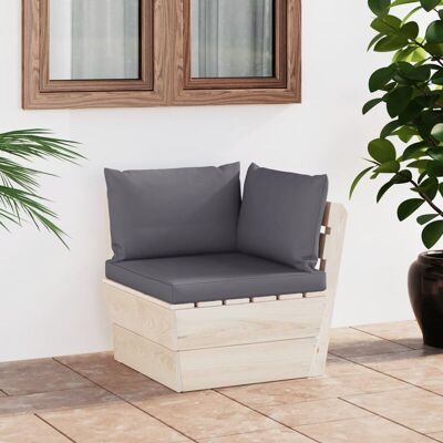 VIDAXL Divano Angolare Da Giardino Su Pallet E Cuscini Legno Di Abete - VIDAXL Divano Angolare Da Giardino Su Pallet E Cuscini Legno Di Abete -