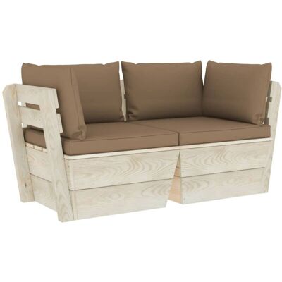 VIDAXL Divano Da Giardino A 2 Posti Su Pallet Con Cuscini Legno Abete - VIDAXL Divano Da Giardino A 2 Posti Su Pallet Con Cuscini Legno Abete -