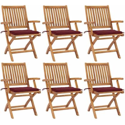 Set di Sedie da Giardino in Teak vidaXL - 6 Sedie Pieghevoli con Cuscini Set di Sedie da Giardino in Teak vidaXL - 6 Sedie Pieghevoli con Cuscini