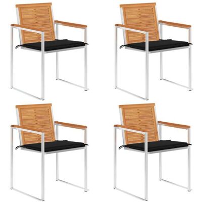 VIDAXL - Sedie Da Giardino Con Cuscini 4 Pz In Legno Massello Di Acacia VIDAXL - Sedie Da Giardino Con Cuscini 4 Pz In Legno Massello Di Acacia