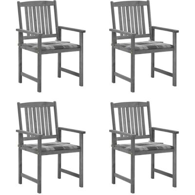 VIDAXL - Sedie Da Giardino Con Cuscini 4 Pz In Massello Di Acacia Grigio VIDAXL - Sedie Da Giardino Con Cuscini 4 Pz In Massello Di Acacia Grigio